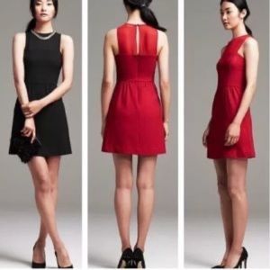 BR Red Cocktail Dress with Sheer Panel - Size 8 Banana Republic